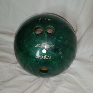 Vintage AMF Green Marble Strikeline Bowling Bowl